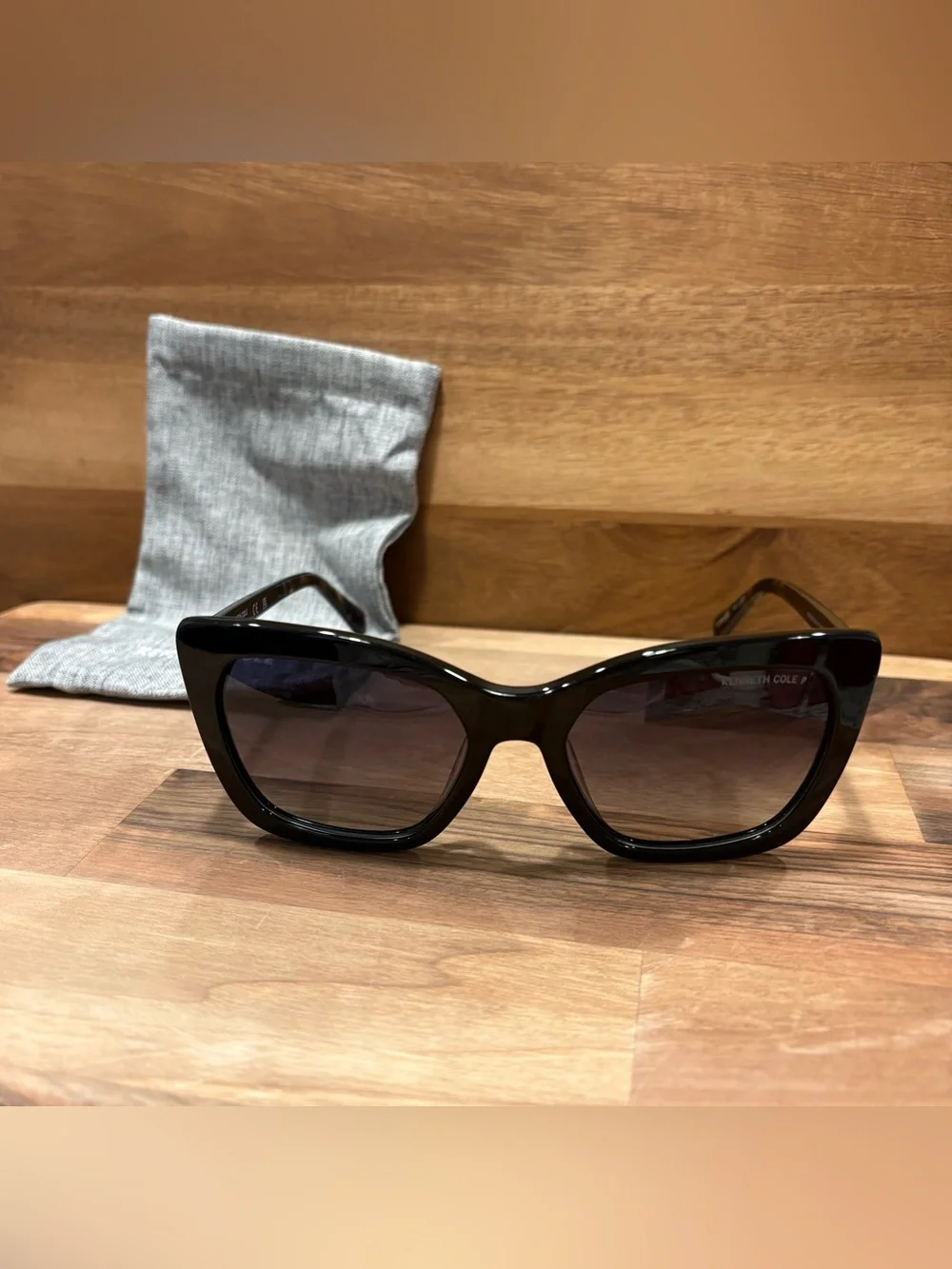 Kenneth Cole Cat Eye Acetate Sunglasses KC00056 Black Gradient Luxury
